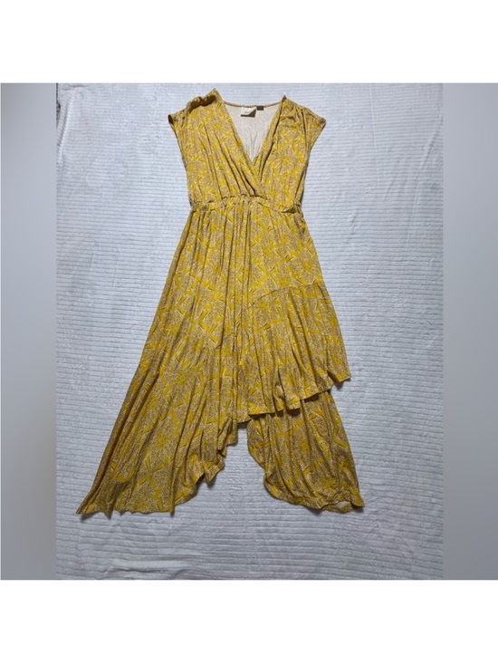 antropologie Maeve Dresses & Skirts - Anthropologie Yellow Printed High-Low Wrap Dress